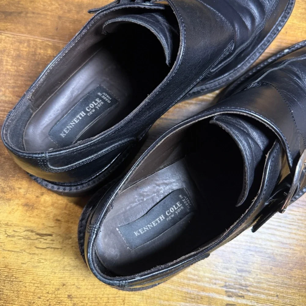 Kenneth Cole New York Black Leather Monk Strap Dress‎ Shoes Mens Size 10